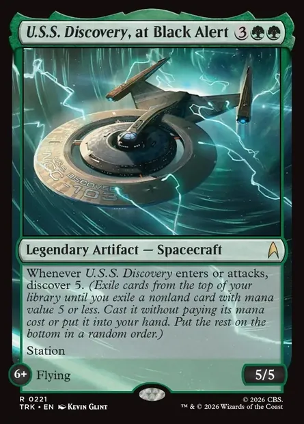 U.S.S. Discovery, at Black Alert, Magic card TRK 221 — Star Trek set