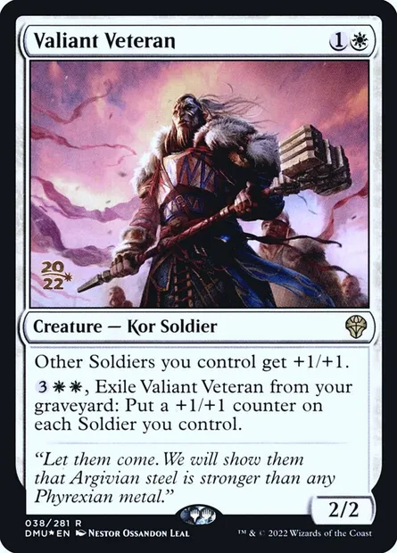 Valiant Veteran, Magic card PDMU 38s — Dominaria United Promos set