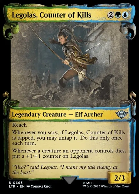Legolas, compteur de morts, carte Magic LTR 663 — extension Le Seigneur des Anneaux : chroniques de la Terre du Milieu