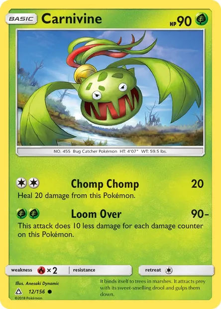 Carnivine, Pokémon card UPR 12 — Ultra Prism set