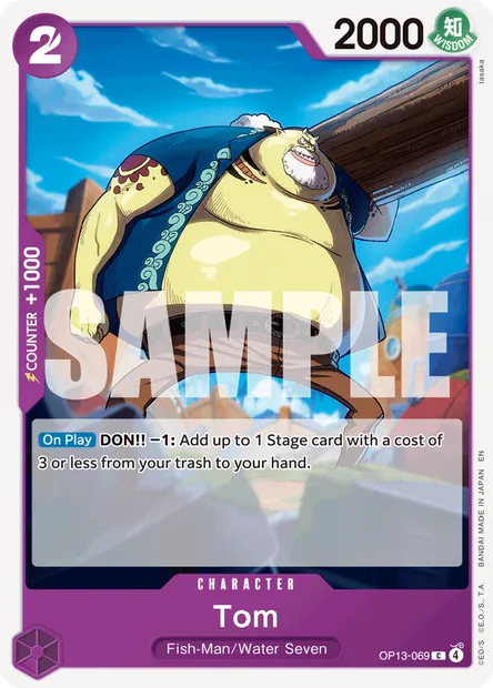 Tom, One Piece card OP13-069 — CARRYING ON HIS WILL set