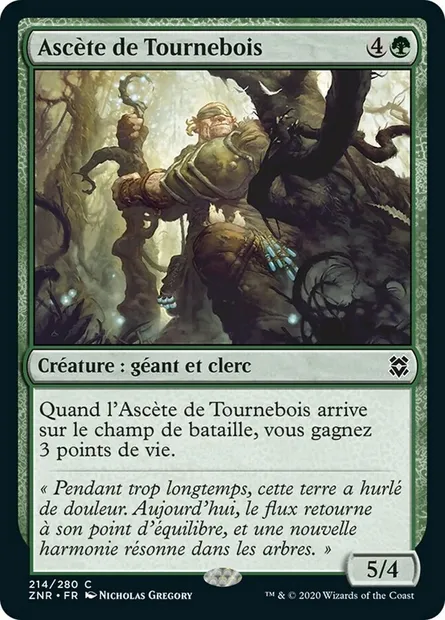 Ascète de Tournebois, carte Magic ZNR 214 — extension Renaissance de Zendikar