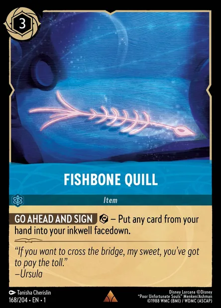 Fishbone Quill, Disney Lorcana card CH1-168 — The First Chapter set