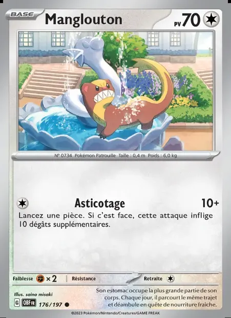 Manglouton, carte Pokémon OBF 176 — extension Flammes Obsidiennes