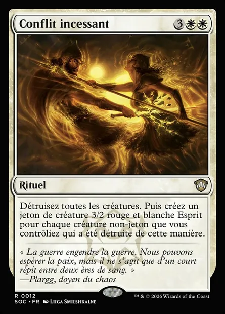 Conflit incessant, carte Magic SOC 12 — extension Secrets of Strixhaven Commander