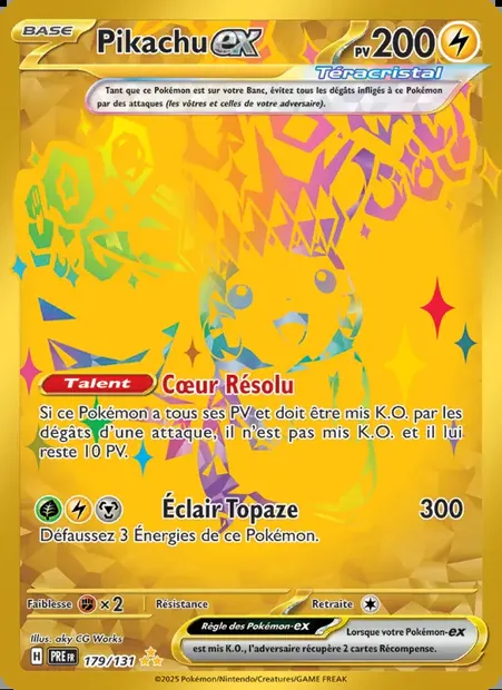Pikachu-ex, carte Pokémon PRE 179 — extension Évolutions Prismatiques