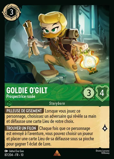 Goldie O'Gilt - Prospectrice rusée, carte Disney Lorcana CH10-087 — extension Lueurs dans les Profondeurs