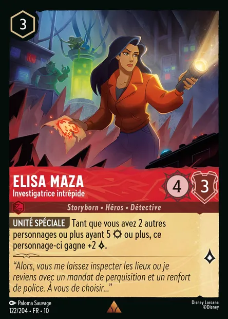 Elisa Maza - Investigatrice intrépide, carte Disney Lorcana CH10-122 — extension Lueurs dans les Profondeurs
