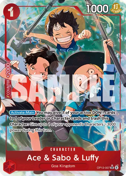 Ace & Sabo & Luffy, One Piece card OP13-007 — CARRYING ON HIS WILL set