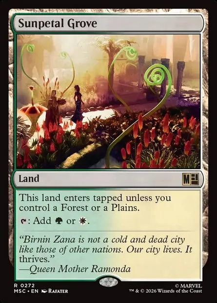 Sunpetal Grove, Magic card MSC 272 — Marvel Super Heroes Commander set