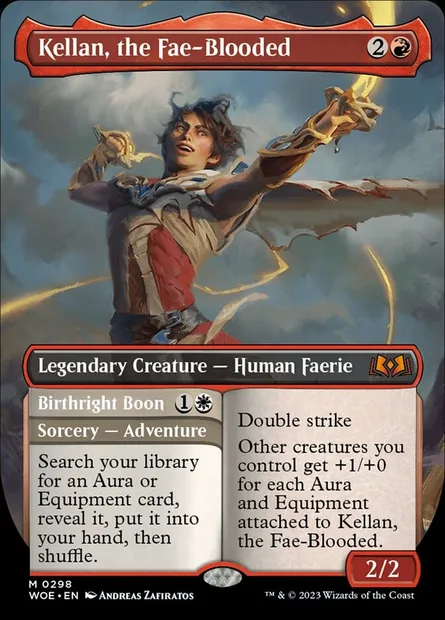 Kellan, the Fae-Blooded // Birthright Boon, Magic card WOE 298 — Wilds of Eldraine set