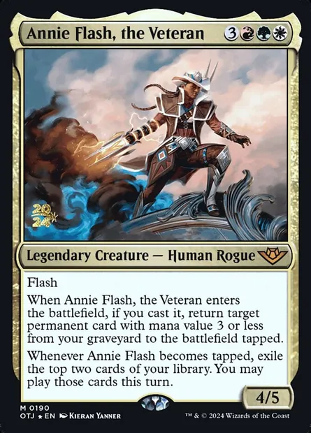 Annie Flash, la vétérane, carte Magic POTJ 190s — extension Outlaws of Thunder Junction Promos