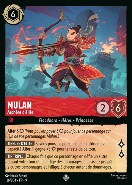 Mulan - Archère d'élite, carte Disney Lorcana CH9-126 — extension Fabuleux