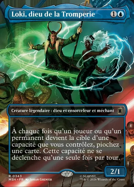 Loki, dieu de la Tromperie, carte Magic MSH 343 — extension Marvel Super Heroes