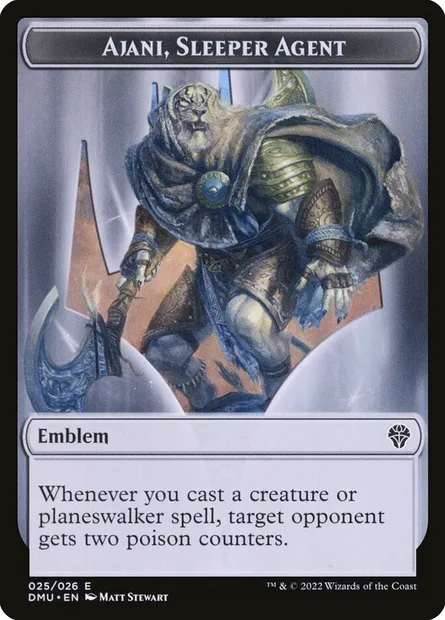 Ajani, Sleeper Agent Emblem, carte Magic TDMU 25 — extension Dominaria United Tokens