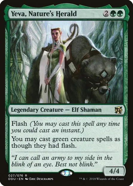 Yeva, héraut de la Nature, carte Magic DDU 27 — extension Duel Decks: Elves vs. Inventors