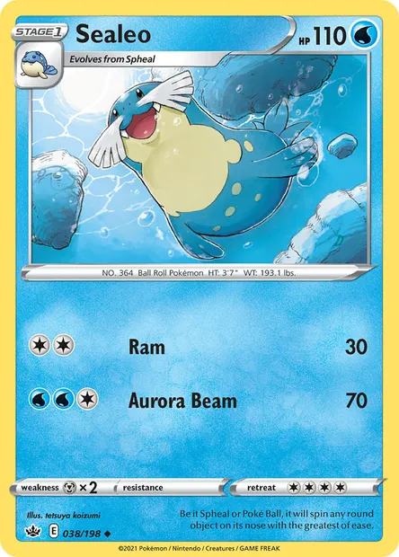 Sealeo, Pokémon card CRE 38 — Chilling Reign set