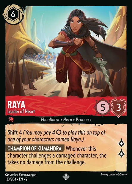 Raya - Leader of Heart, Disney Lorcana card CH2-123 — Rise of the Floodborn set