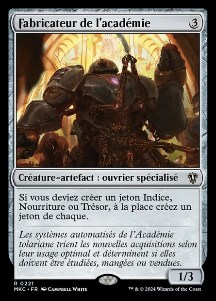 Fabricateur de l'académie, carte Magic MKC 221 — extension Murders at Karlov Manor Commander