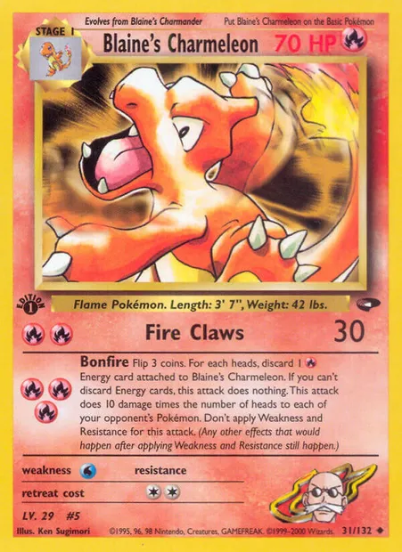 Blaine's Charmeleon, Pokémon card GC 31 — Gym Challenge set