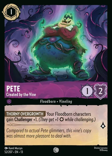 Pete - Created by the Vine, Disney Lorcana card CH13-052 — Attack of the Vine! set