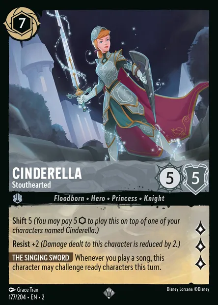 Cinderella - Stouthearted, Disney Lorcana card CH2-177 — Rise of the Floodborn set