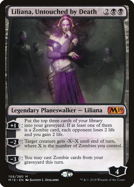 Liliana, Untouched by Death, Magic card M19 106 — Core Set 2019 set