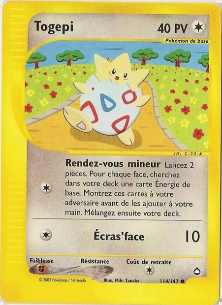 Togepi, carte Pokémon AQ 114 — extension Aquapolis