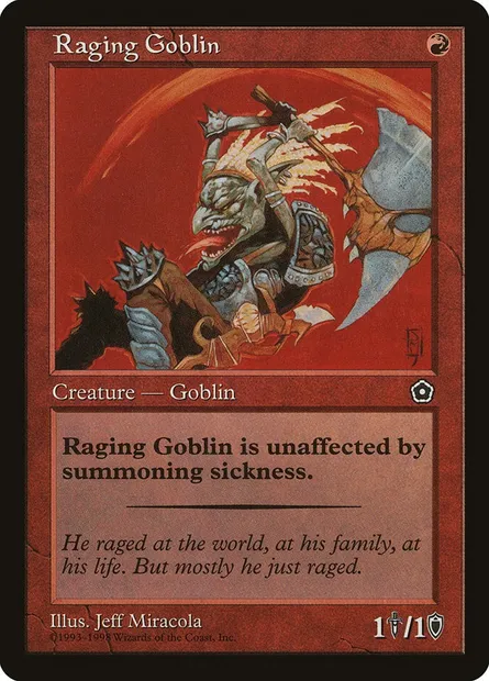 Raging Goblin, Magic card P02 114 — Portal Second Age set