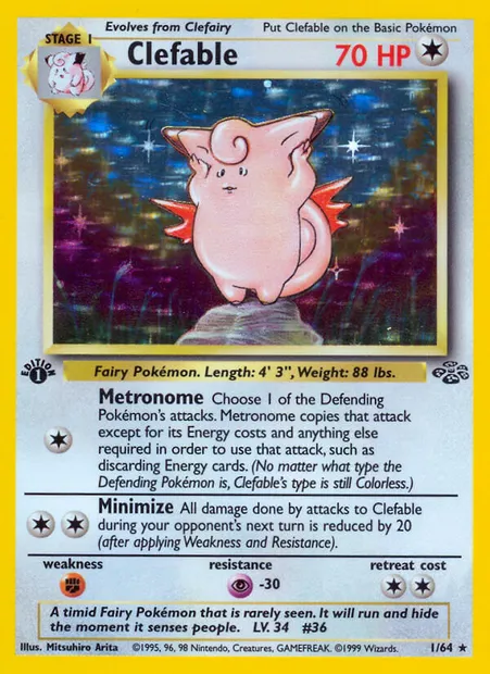 Clefable, Pokémon card JU 1 — Jungle set