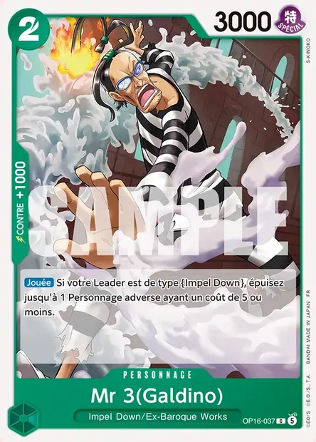 Mr 3(Galdino), carte One Piece OP16-037 — extension L'HEURE DE LA BATAILLE DÉCISIVE