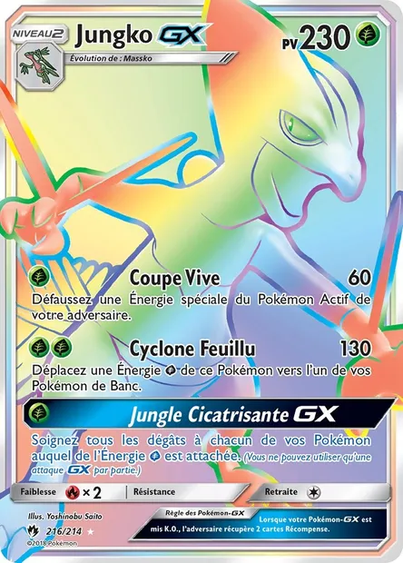 Jungko GX, carte Pokémon LOT 216 — extension Tonnerre Perdu