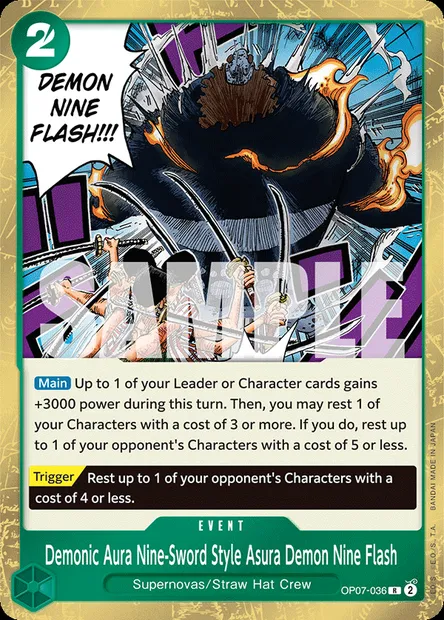 Demonic Aura Nine-Sword Style Asura Demon Nine Flash, One Piece card OP07-036 — 500 YEARS IN THE FUTURE set