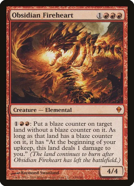Obsidian Fireheart, Magic card ZEN 140 — Zendikar set