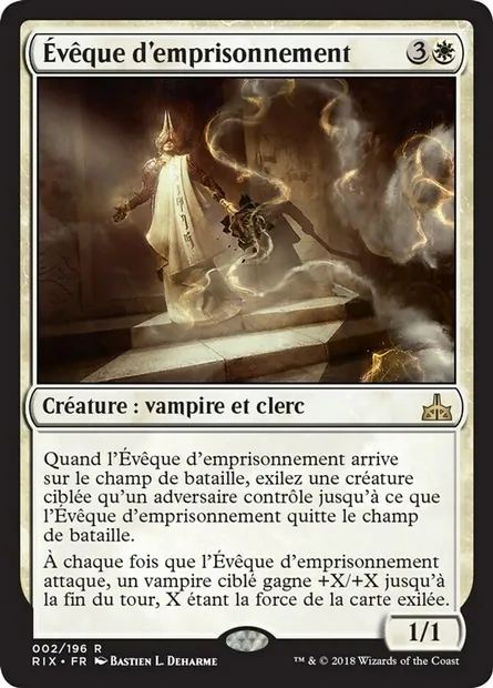 Évêque d'emprisonnement, carte Magic RIX 2 — extension Les combattants d'Ixalan
