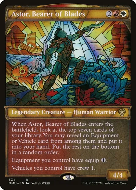 Astor, Bearer of Blades, Magic card DMU 334 — Dominaria United set