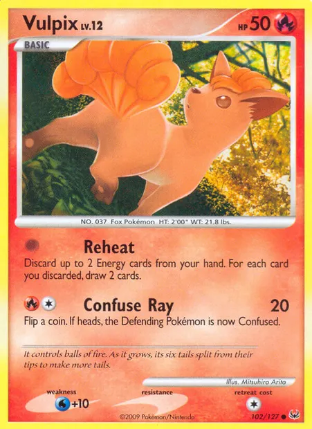 Vulpix, Pokémon card PL 102 — Platinum set
