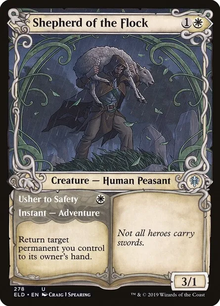 Shepherd of the Flock // Usher to Safety, Magic card ELD 278 — Throne of Eldraine set