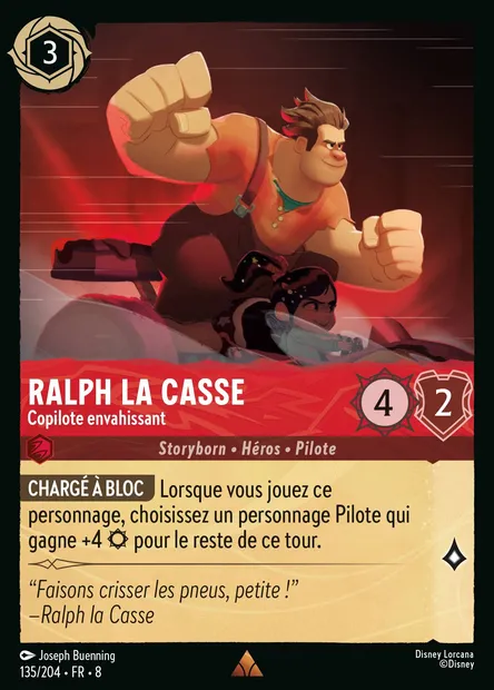 Ralph la Casse - Copilote envahissant, carte Disney Lorcana CH8-135 — extension Le Règne de Jafar