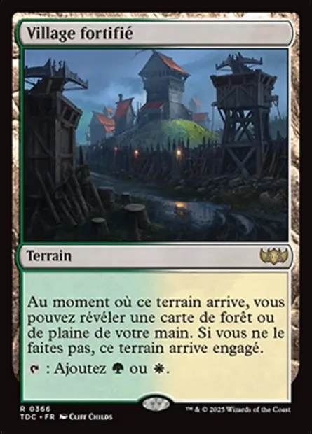 Village fortifié, carte Magic TDC 366 — extension Tarkir: Dragonstorm Commander