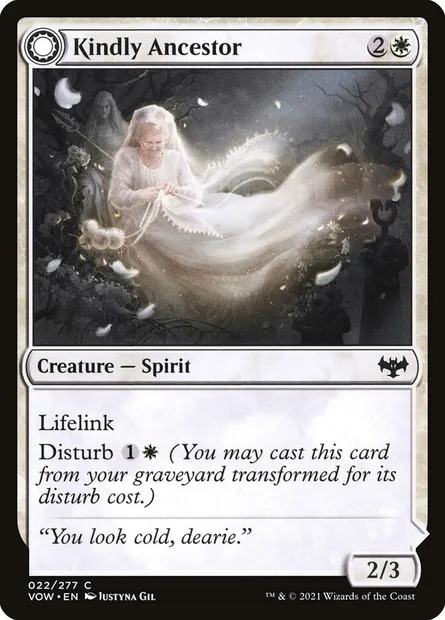 Kindly Ancestor // Ancestor's Embrace, Magic card VOW 22 — Innistrad: Crimson Vow set