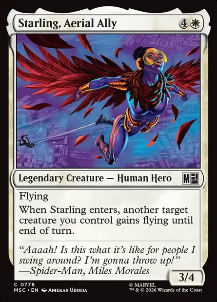 Starling, Aerial Ally, Magic card MSC 778 — Marvel Super Heroes Commander set