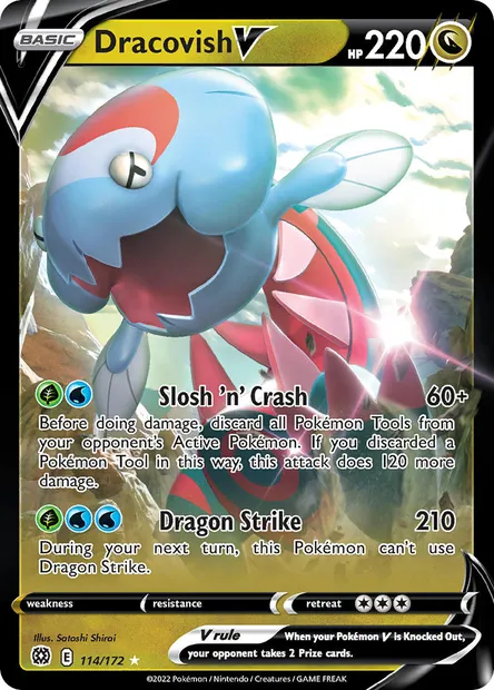 Dracovish V, Pokémon card BRS 114 — Brilliant Stars set