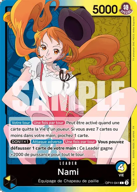 Nami, carte One Piece OP11-041 — extension DES POINGS VIFS COMME L'ÉCLAIR