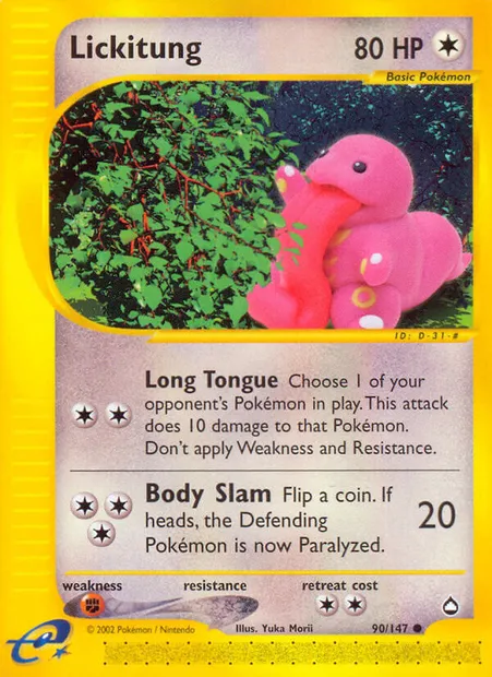 Lickitung, Pokémon card AQ 90 — Aquapolis set