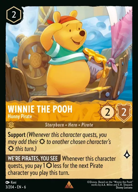 Winnie the Pooh - Hunny Pirate, Disney Lorcana card CH6-003 — Azurite Sea set