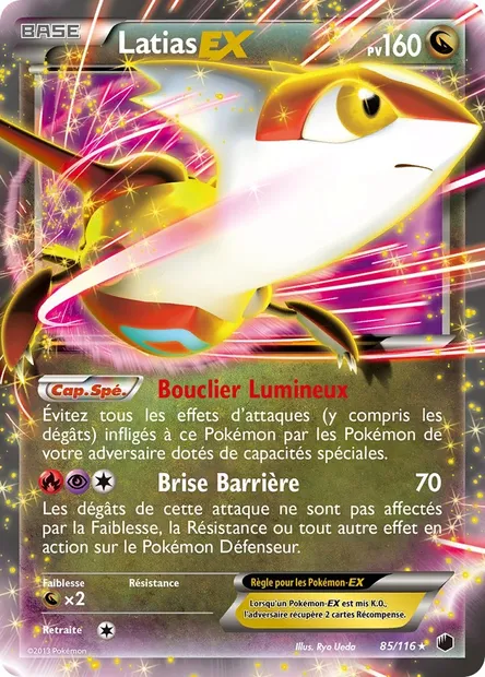 Latias-EX, carte Pokémon PLF 85 — extension Glaciation Plasma