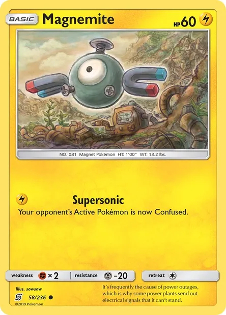 Magnemite, Pokémon card UNM 58 — Unified Minds set