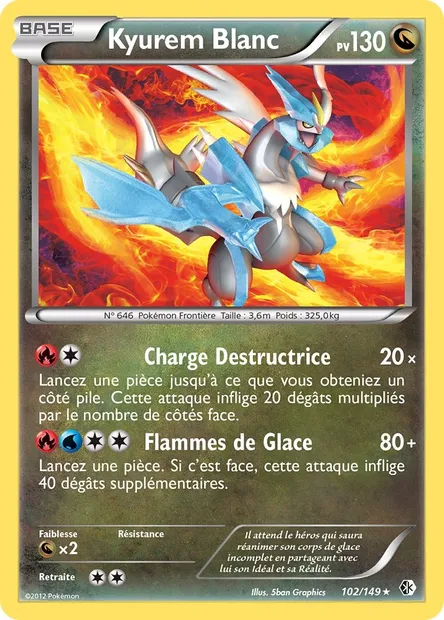 Kyurem Blanc, carte Pokémon BCR 102 — extension Frontières Franchies