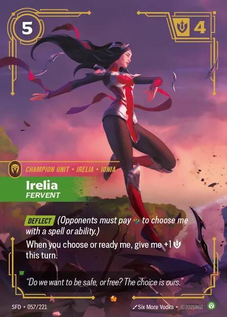 Irelia, carte Riftbound SFD 057 — extension Spiritforged